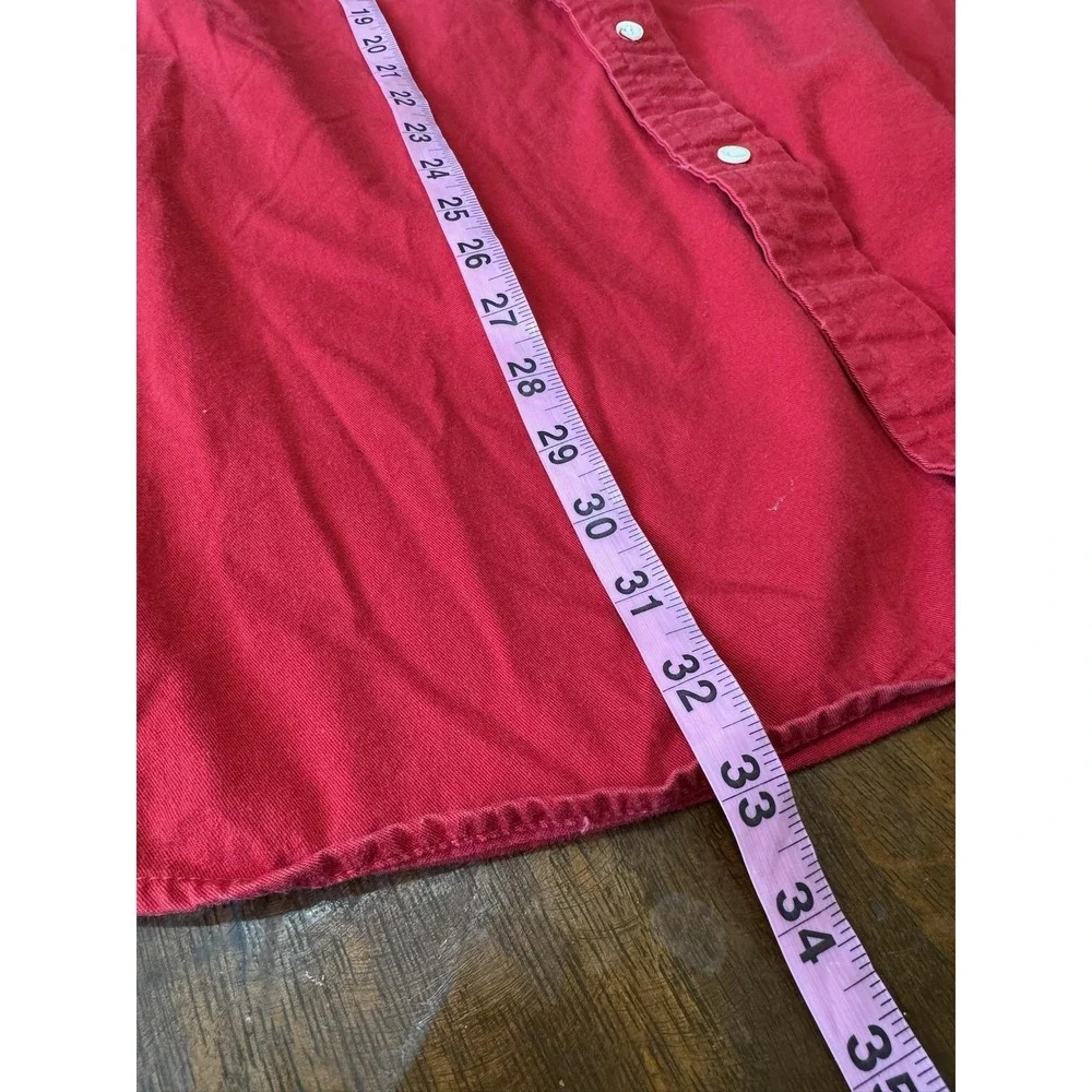 Vintage Banana Republic‎ Shirt Mens XL Red Solid Cotton Button Front Long Sleeve